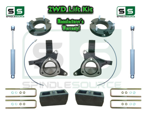 2015+ Silverado Sierra 1500 2WD 7.5" / 5" Lift Spindle Kit STAMPED / ALUM + SHOCKS