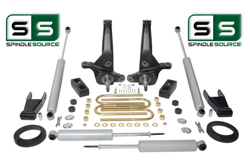 2001 - 2009 Ford Ranger 2WD 5"/3" Lift Kit Spindles/Blocks/Shackles/Fr Spacer/4 Shocks