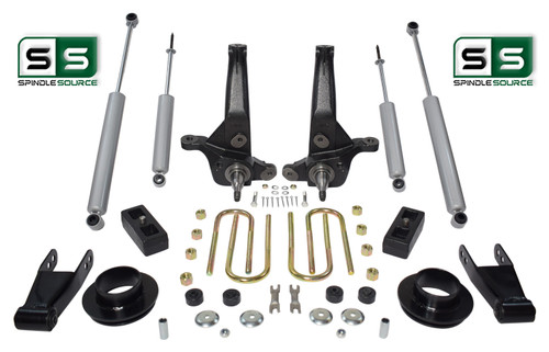 2001 - 2009 Ford Ranger 2WD 6"/3" Lift Kit Spindles/Fr Spacers/Shackle/Blocks/4Shocks