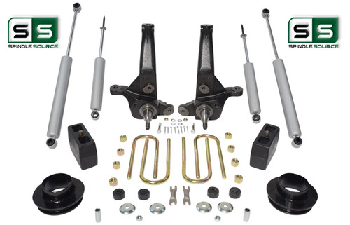 2001 - 2009 Ford Ranger 2WD 7"/4" Lift Kit Spindles/ Blocks/ Fr Spacers /4 Shocks