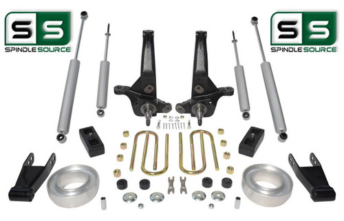 01-10 Ford Ranger 2WD 7"/4"Lift Kit Spindles/Fr Spacer/Shackles/Blocks/4 Shocks 