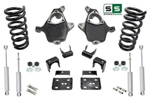 3"/5" Drop Spindle Kit + Shocks Fits 99-06 Chevy Silverado/GMC Sierra 1500 V6