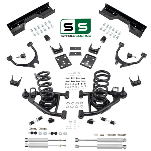 4" / 5" Control Arm Drop Kit for 88-98 Chevy / GMC C1500 V6 w/ Shocks + Notch
