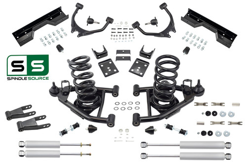 4" / 7" Control Arm Drop Kit for 88-98 Chevy / GMC C1500 V8 w/ Shocks + Notch