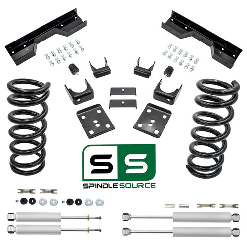 88-98 Chevy GMC C1500 V6 3"/ 5" Drop Kit STD CAB & EXT CAB + SHOCKS NOTCH