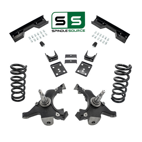 88-98 Chevrolet GMC C1500 W/1.25" ROTORS V6 5"/6" Drop Kit SPNDL+COIL+FLIP+NOTCH