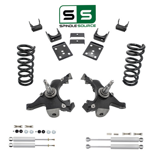 88 - 98 C1500 3" / 5" Spindle + Coil Drop Kit + Shocks (V8)