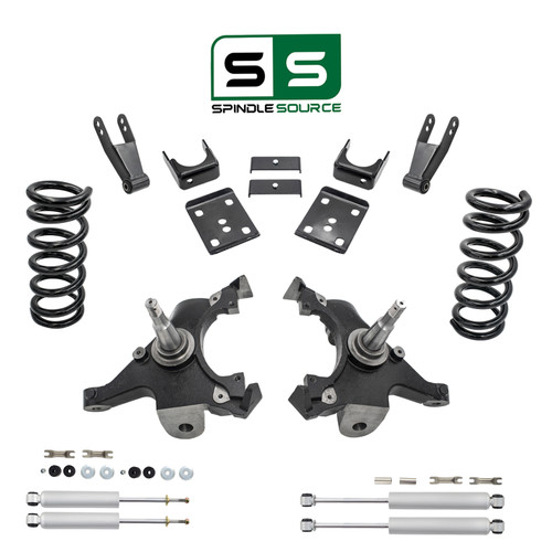 1988 - 1998 Chevrolet GMC C1500 W/1.25" ROTORS V6 4"/7" Lowering Kit + SHOCKS