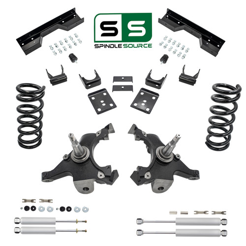 88 - 98 C1500 3" / 5" Spindle + Coil Drop Kit + Shocks, C-Notch (V8)