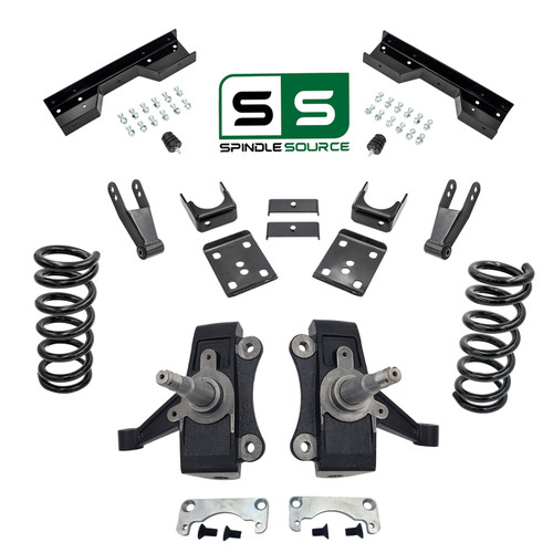 1988 - 1998 Chevy GMC C1500 W/1.25" ROTORS V8 5"/7"Drop Kit + C-NOTCH Kit (No Track Width Change)