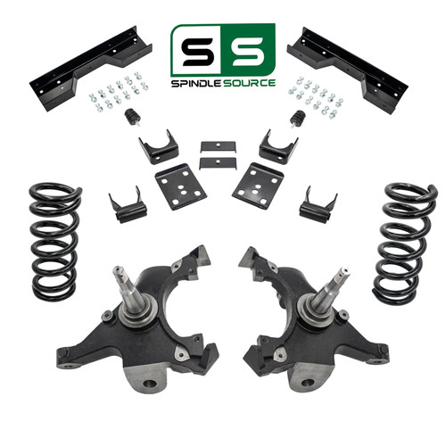 3/5 Spindle Drop Kit + C-Notch FOR 88-91 Chevy GMC C1500 Std Cab 1" Rotors V8