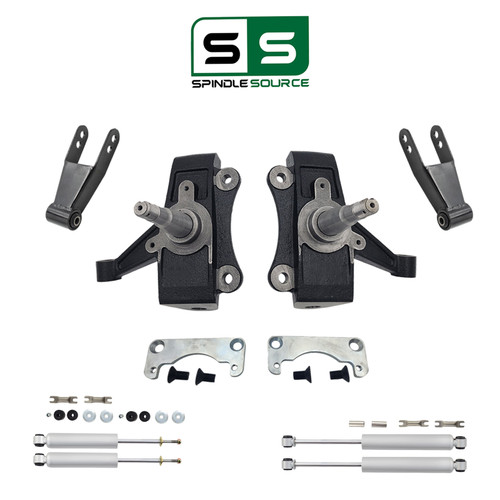 2/1-2 No Track Width Spindle Drop Kit + Shocks FOR 88-91 Chevy GMC C1500 Std Cab