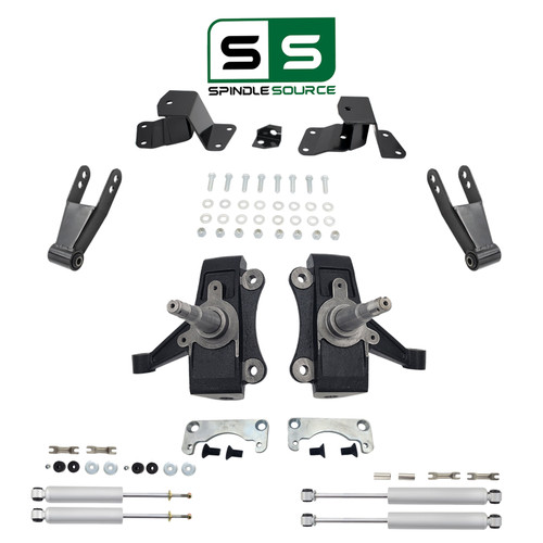 2/3-4 No Track Width Spindle Drop Kit + Shocks FOR 88-91 Chevy GMC C1500 Std Cab