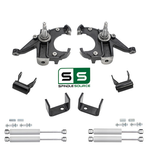 3/4 Spindle Drop Kit + Shocks FOR 73-87 Chevy GMC C10 C15 1.25" Rotors 2WD