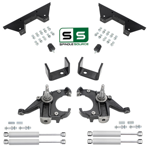 3/5 Spindle Drop Kit + Rear Shocks + C-Notch FOR 73-87 C10 C15 1.25" Rotors