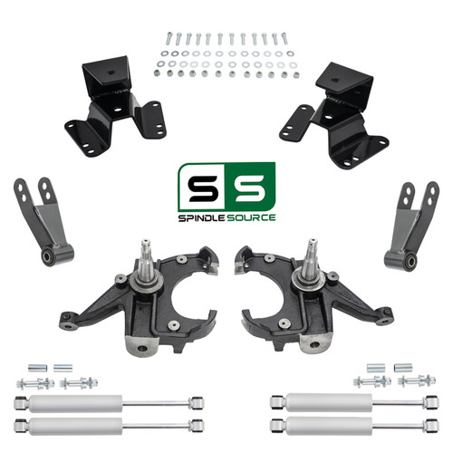 3/3-4 Spindle Drop Kit + Rear Shocks FOR 73-87 Chevy GMC C10 C15 1" Rotors 2WD