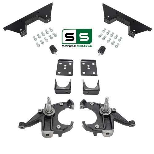 3/6 Spindle Drop Kit + C-Notch FOR 73-87 Chevy GMC C10 C15 1.25" Rotors 2WD