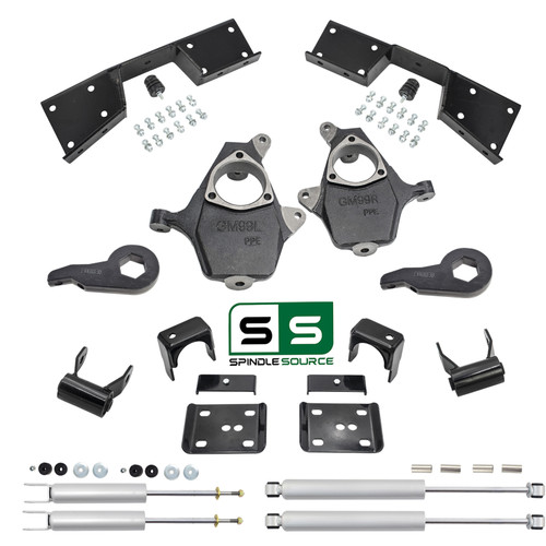 4"/5" Drop Kit + Shocks + C-Notch FOR 01-06 Chevy Silverado GMC Sierra 1500 4WD
