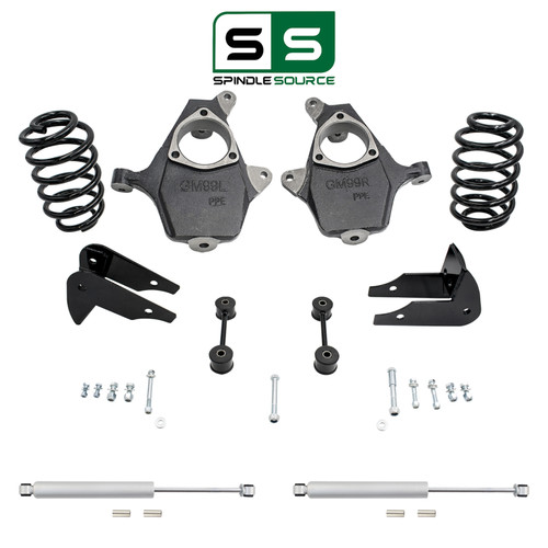 2"/5" Spindle Drop Kit + Rear Shocks FOR 00-06 Chevy GMC Cadillac SUV 2WD 4WD