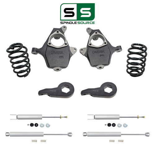 4"/4" Spindle Key Drop Kit + Shocks FOR 00-06 Chevy GMC Cadillac SUV 2WD 4WD