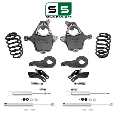 4"/4" Spindle Key Drop Kit + Shocks + Extenders FOR 00-06 Chevy GMC SUV 2WD 4WD