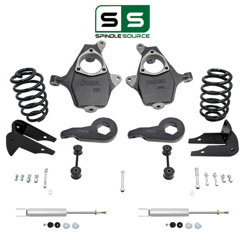 4"/6" Spindle Key Drop Kit + Front Shocks FOR 00-06 Chevy GMC SUV 2WD 4WD