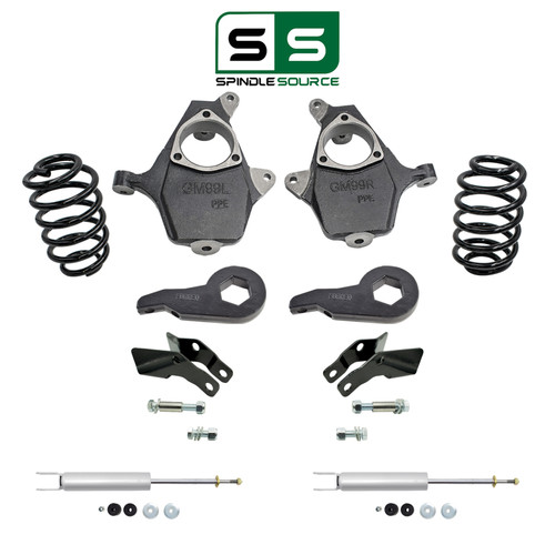4"/4" Spindle Key Drop Lowering Kit + Front Shocks + Extenders FOR 00-06 GM SUV