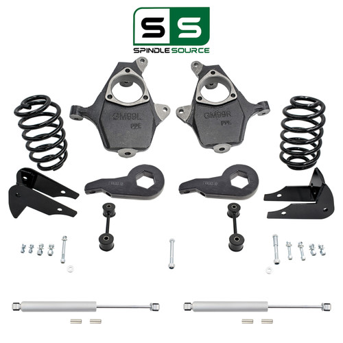 4"/5" Spindle Key Drop Kit + Rear Shocks FOR 00-06 Chevy GMC SUV 2WD 4WD