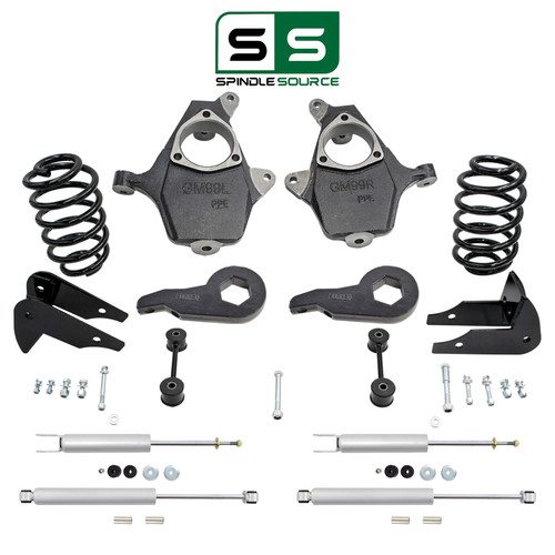 4"/5" Spindle Key Drop Kit + Shocks FOR 00-06 Chevy GMC Cadillac SUV 2WD 4WD