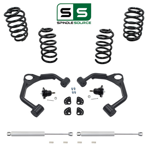 3"/4" Coil Upper Arm Lowering Kit + Rear Shocks FOR 07-14 Chevy Tahoe GMC Yukon