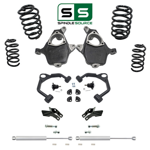 4"/4" Coil/Spindle Lowering Kit + Upper Arms FOR 07-14 Chevy Tahoe GMC Yukon