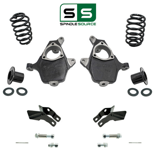 3-4"/3" Spindle & Relocator Drop Kit + Shock Ext + Air Rods FOR 07-14 GM SUV