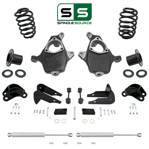 3–4"/5" Spindle Relocator Drop Kit + Shocks + Extenders FOR 07-14 Chevy GMC SUV