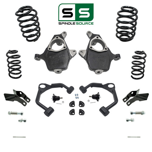 4"/4" Coil + Spindle Lowering Kit + Rods + Extenders FOR 07-14 Tahoe Yukon