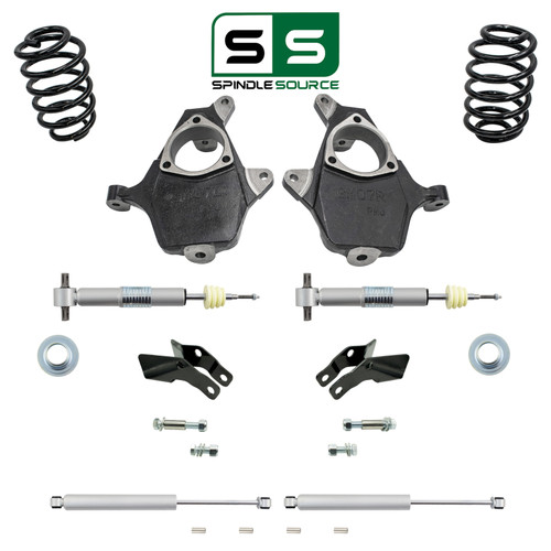 3-4"/3" Spindle Adjustable Strut Drop Kit + Shocks/Extenders FOR 07-14 GM SUV