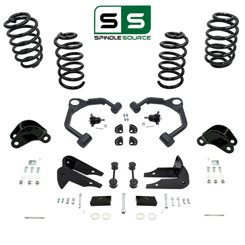 3"/5" Coil & Arm Lowering Kit + Extenders/Rods FOR 07-14 Tahoe Yukon Escalade