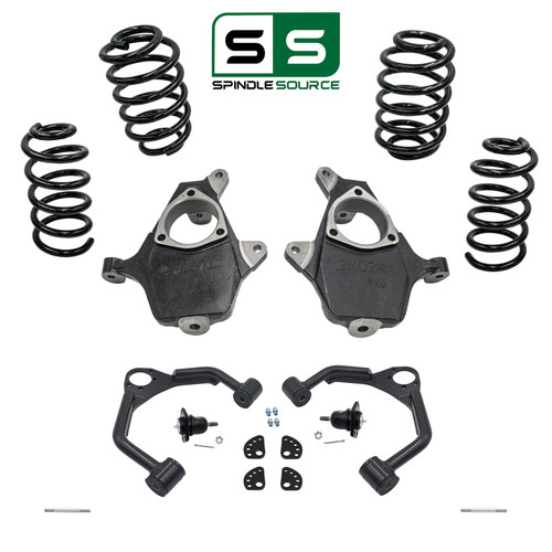 4"/4" Coil + Spindle Lowering Kit + Rods FOR 07-14 Chevy Tahoe GMC Yukon