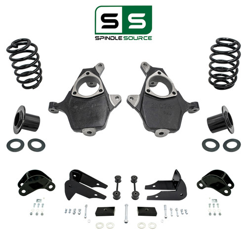 3–4"/6" Adjustable Spindle & Strut-Cup Drop Kit + Extenders FOR 07-14 GM SUV