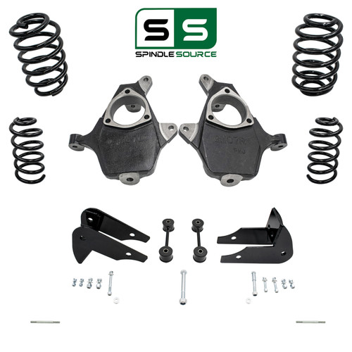 5"/5" Coil + Spindle Lowering Kit + Rods FOR 07-14 Chevy Tahoe GMC Yukon