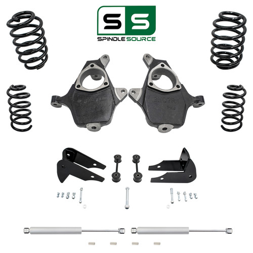 5"/6" Coil Spindle Drop Kit + Rear Shocks FOR 07-14 Chevy Tahoe GMC Yukon