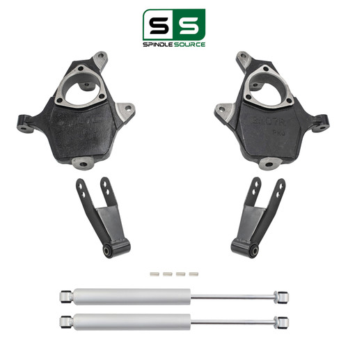 2/1-2 Spindle Drop Kit + Rear Shocks 07-13 Chevy Silverado GMC Sierra 1500