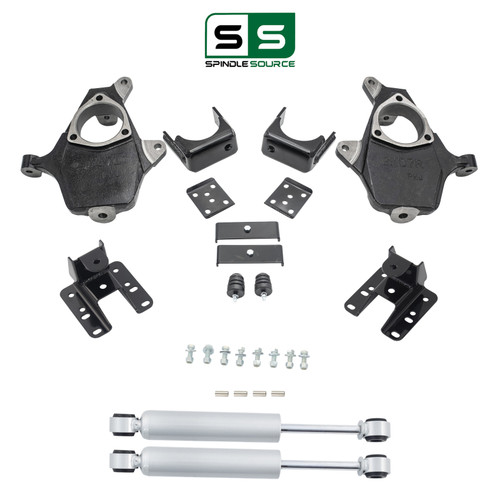 2/5-6 Spindle Drop Kit + Rear Shocks 07-13 Chevy Silverado GMC Sierra 1500