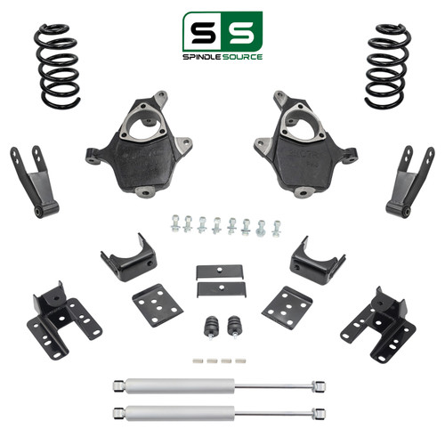 3/3-4 Spindle Coil Drop Kit + Shocks 07-13 Chevy Silverado GMC Sierra 1500 V8