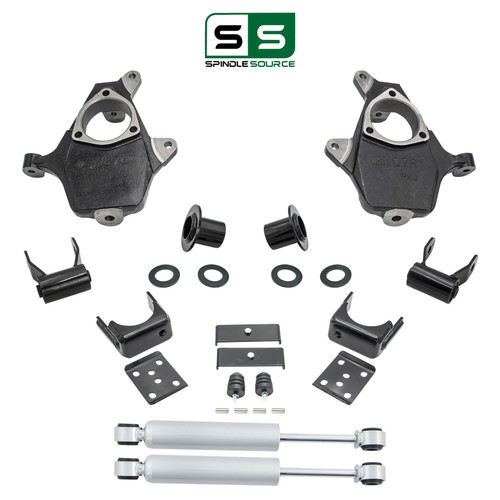 3-4/6 Spindle Strut Cup Drop Kit + Shocks 07-13 Chevy Silverado GMC Sierra 1500