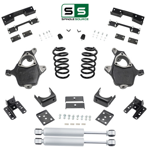 4/5-6 Spindle Coil Drop Kit + Shocks + C-Notch 07-13 Silverado Sierra 1500 V6