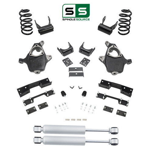 4/6 Spindle Coil Drop Kit + Rear Shocks + C-Notch 07-13 Silverado Sierra 1500 V8