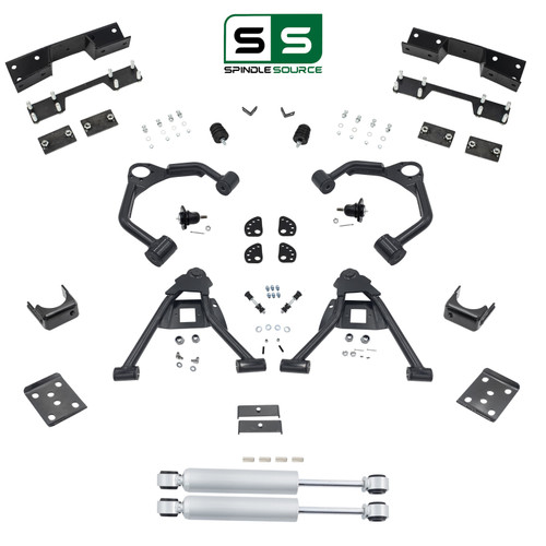 4/7 Control Arm Drop Kit + Rear Shocks + C-Notch 07-13 Silverado Sierra 1500