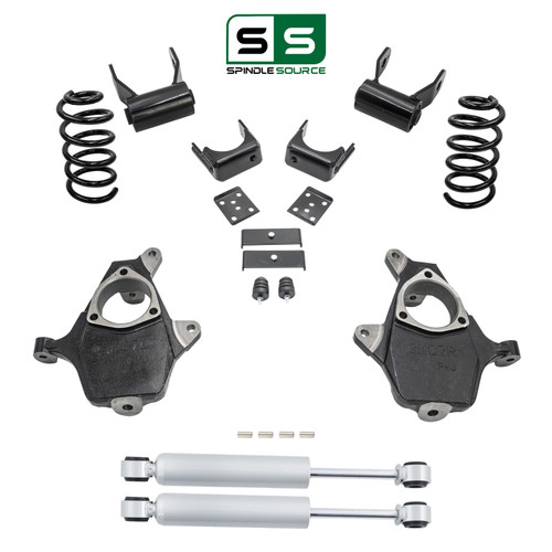 5/6 Spindle Coil Drop Kit + Rear Shocks 07-13 Chevy Silverado GMC Sierra 1500 V6