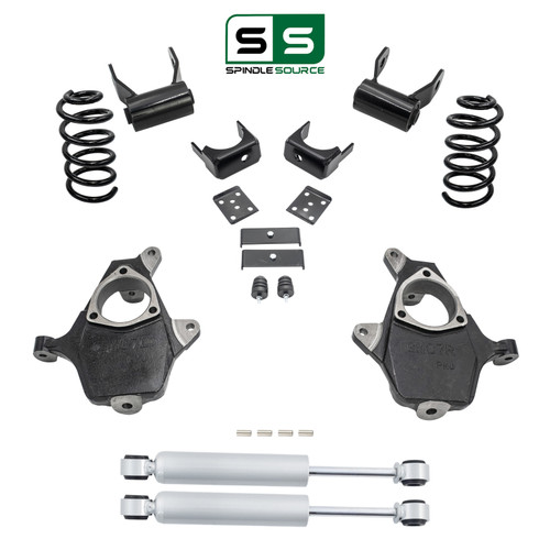 3/6 Spindle Coil Drop Kit Shocks 14-16 Cast Silverado Sierra V6
