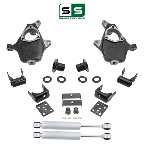 3-4/6 Spindle Relocator Drop Kit Shocks 14-16 Cast Silverado Sierra